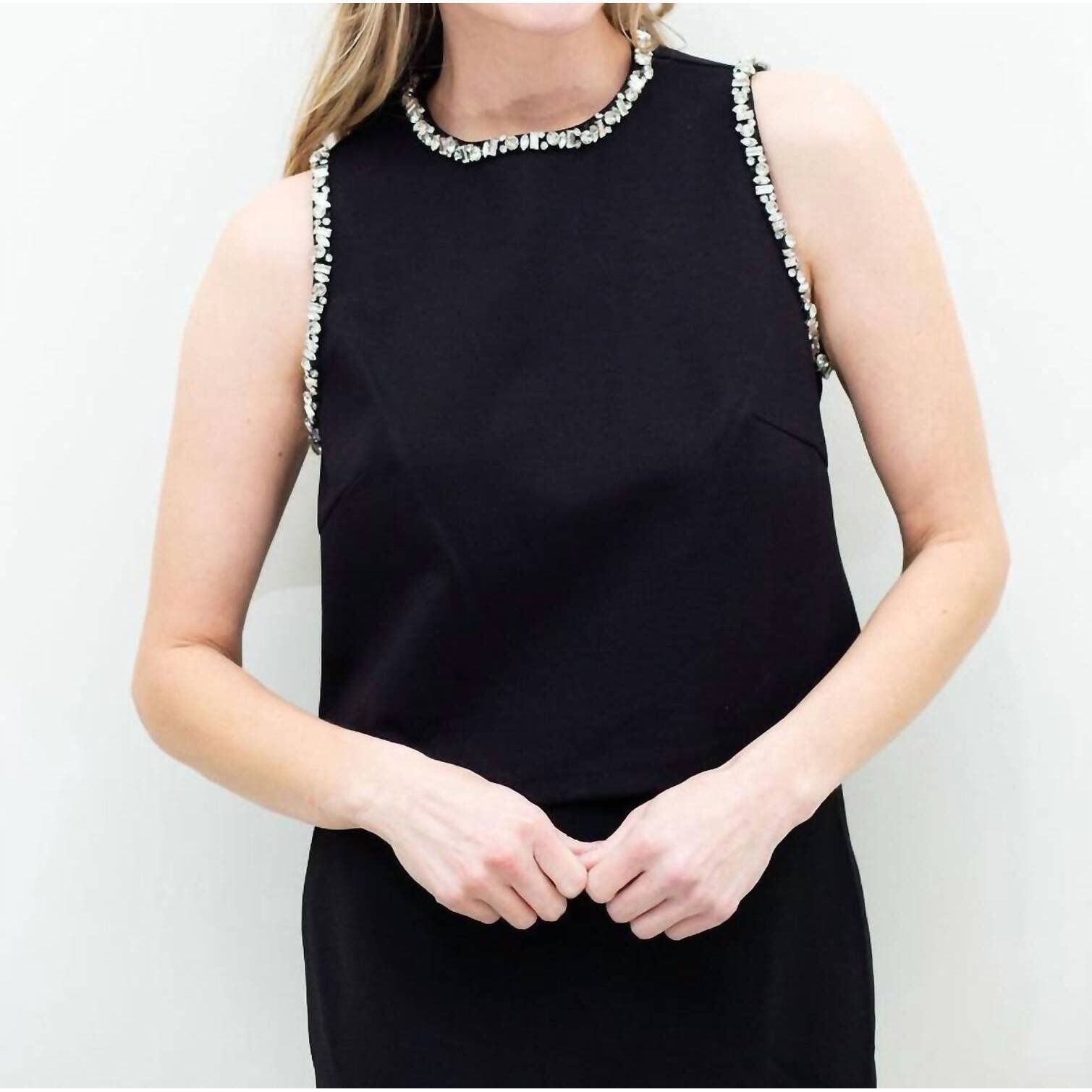 New Lucy Paris Meghan Crystal Trim Top In Black